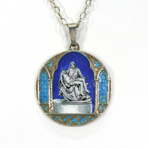 Antique Pietà Enamel Pendant Silver Roman