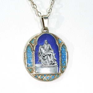 Antique Pietà Enamel Pendant Silver Roman