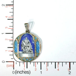 Antique Pietà Enamel Pendant Silver Roman