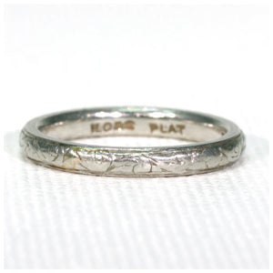 Antique Platinum Wedding Band Ring Inscribed 'Fidelity' sz 4.75