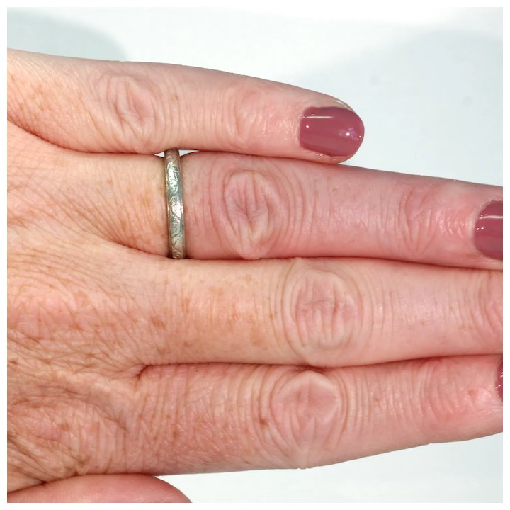 Antique Platinum Wedding Band Ring Inscribed 'Fidelity'