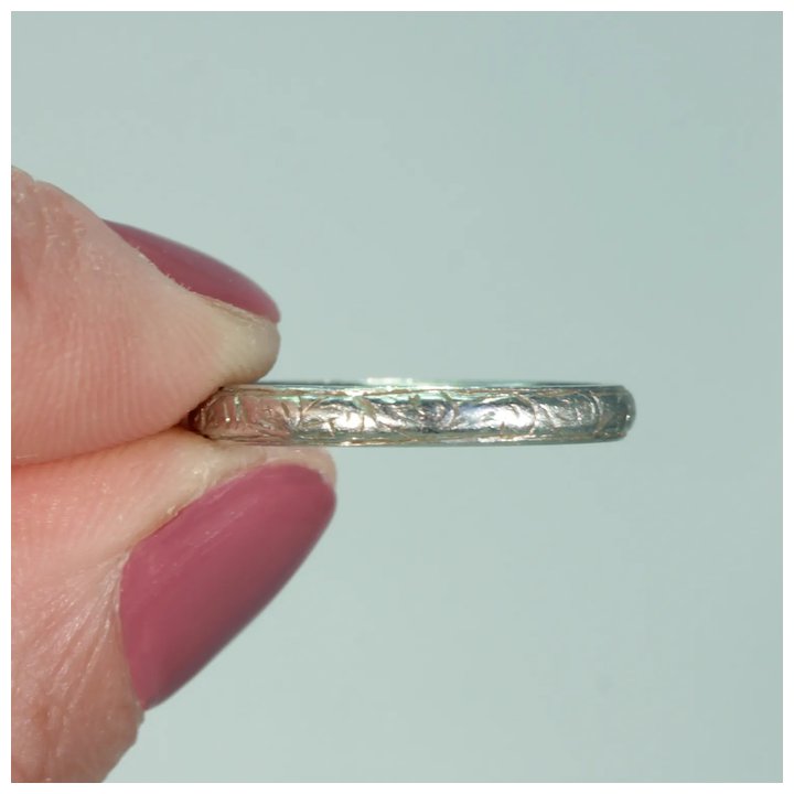 Antique Platinum Wedding Band Ring Inscribed 'Fidelity'