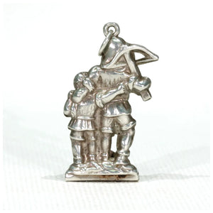 Antique Silver Archer and Child Pendant Charm