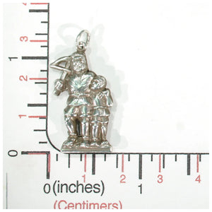 Antique Silver Archer and Child Pendant Charm