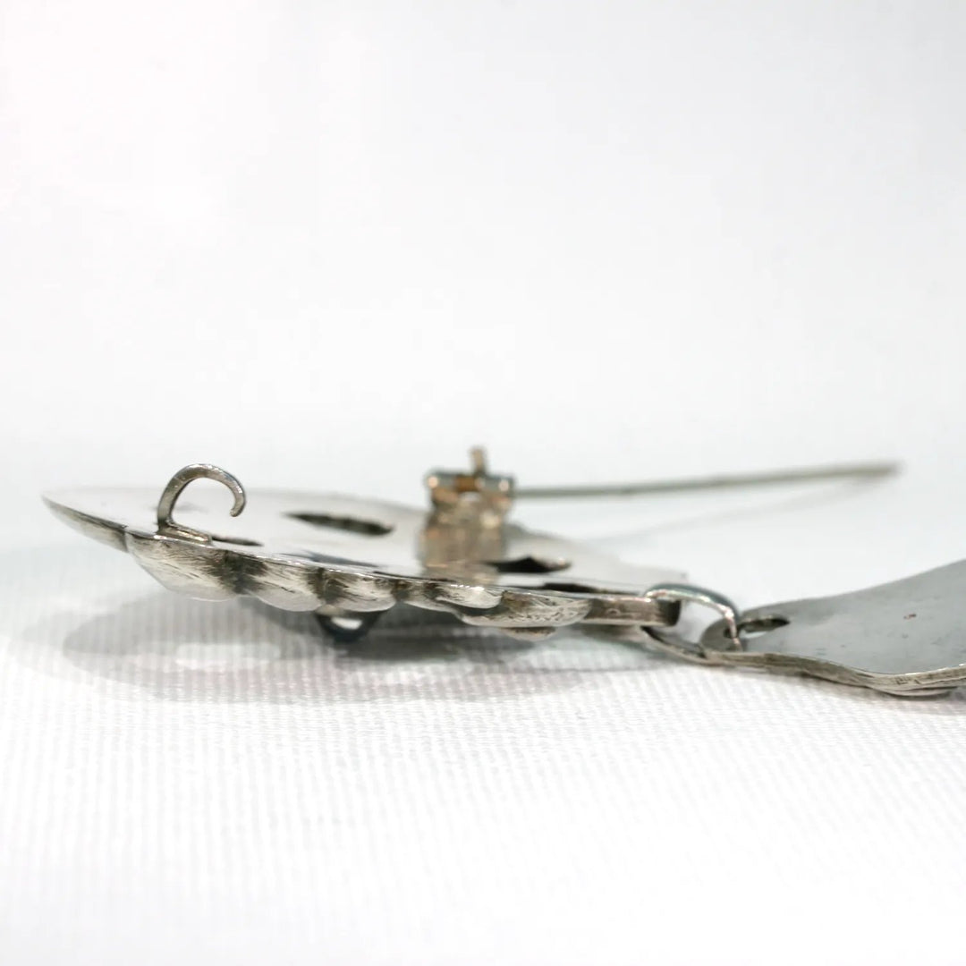 Antique Silver Moonstone Skonvirke Brooch by William Fuglede