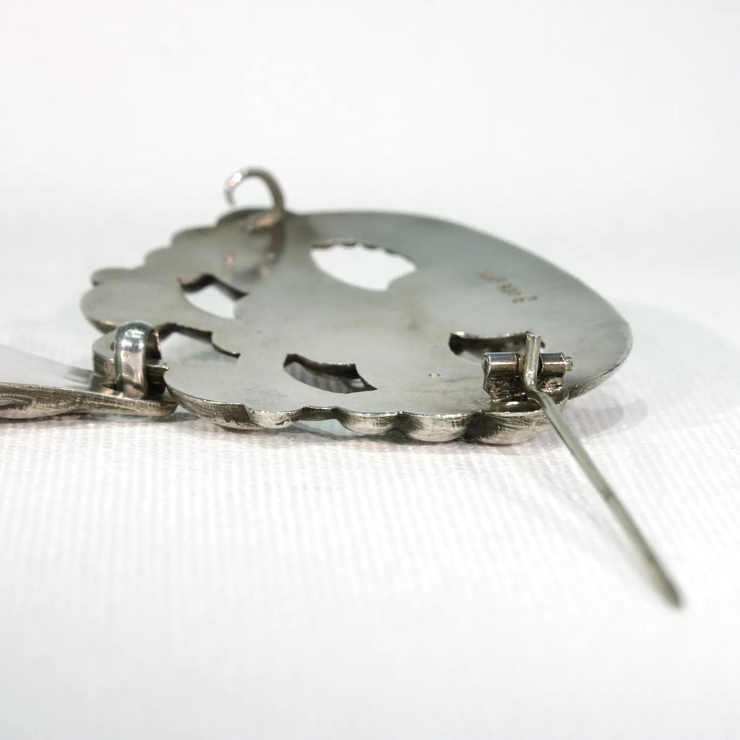 Antique Silver Moonstone Skonvirke Brooch by William Fuglede