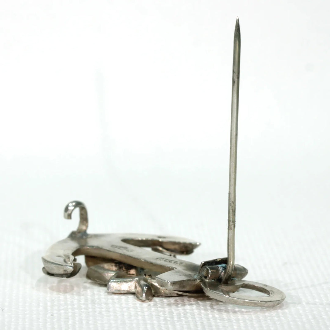 Antique Silver Sweetheart Brooch Pin "Best Wishes" Edwardian