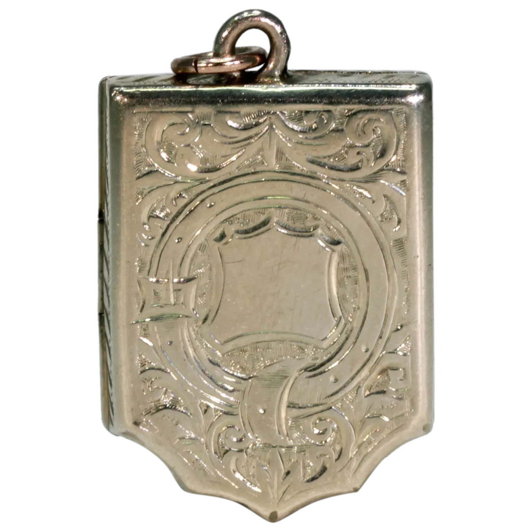 Antique Victorian 9k Gold Locket Shield Garter