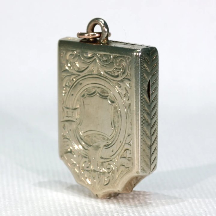 Antique Victorian 9k Gold Locket Shield Garter