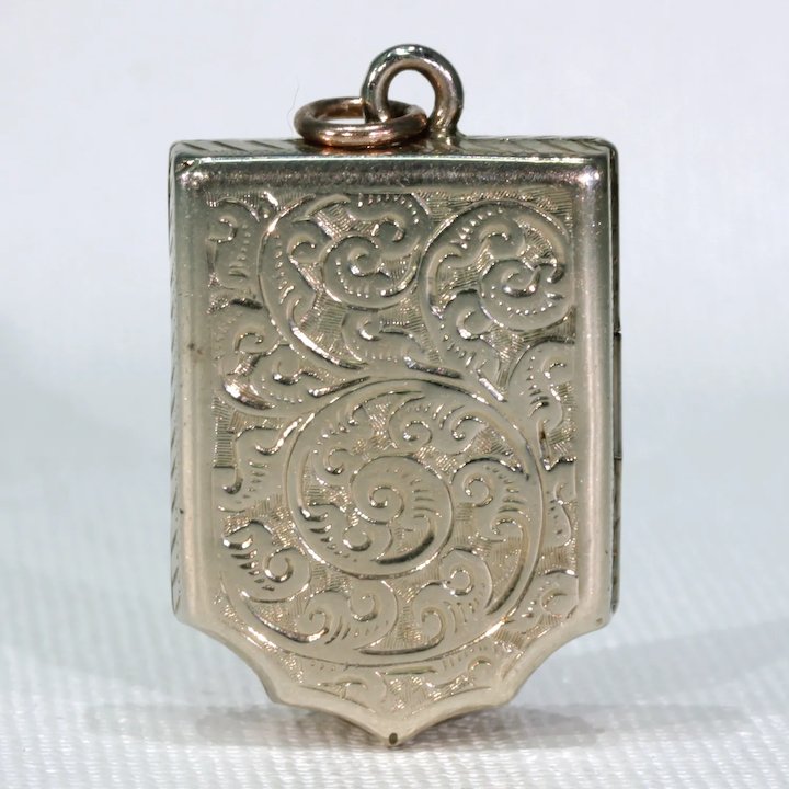 Antique Victorian 9k Gold Locket Shield Garter