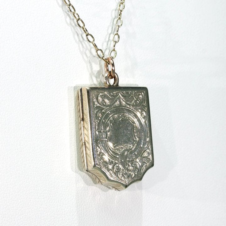 Antique Victorian 9k Gold Locket Shield Garter