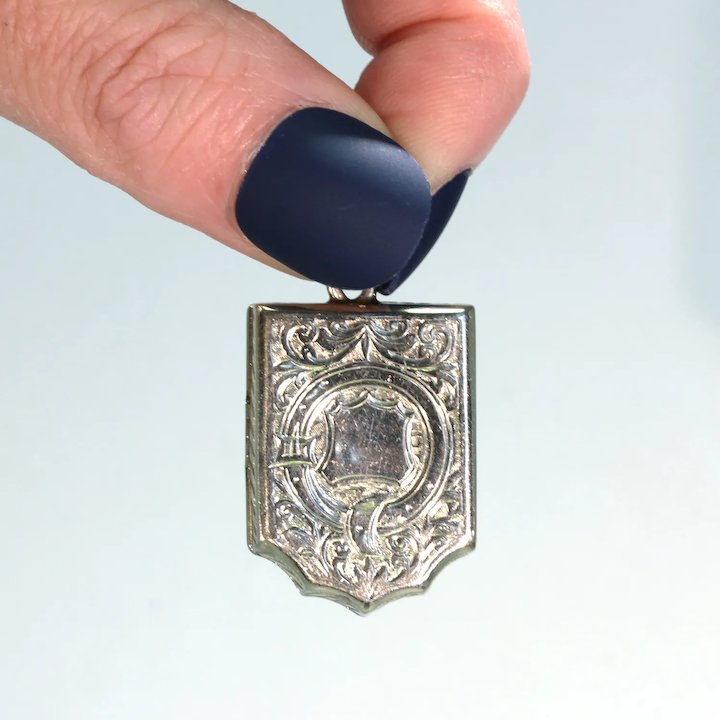 Antique Victorian 9k Gold Locket Shield Garter