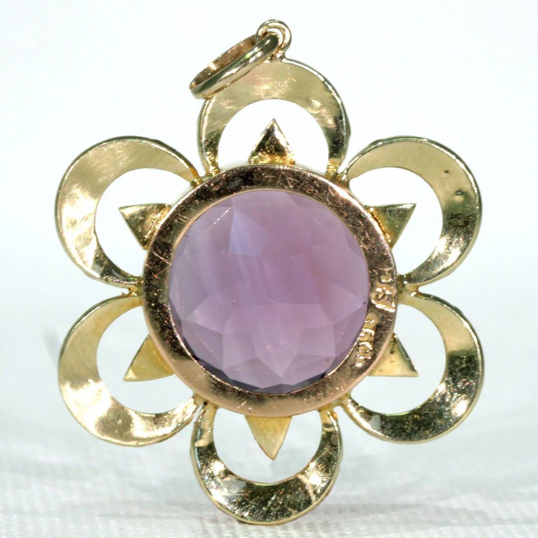 Antique Victorian Amethyst Pearl Pendant 15k Gold