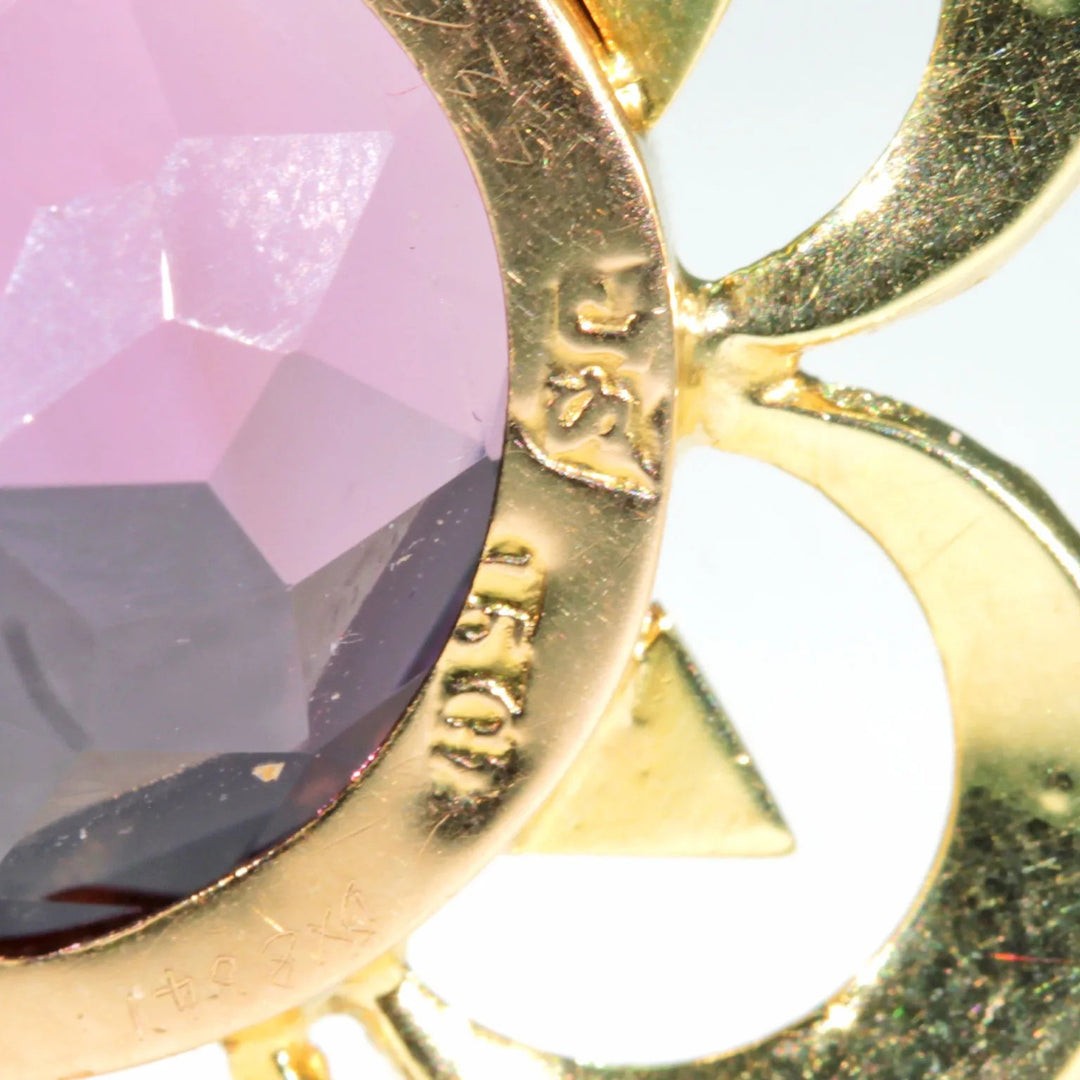Antique Victorian Amethyst Pearl Pendant 15k Gold