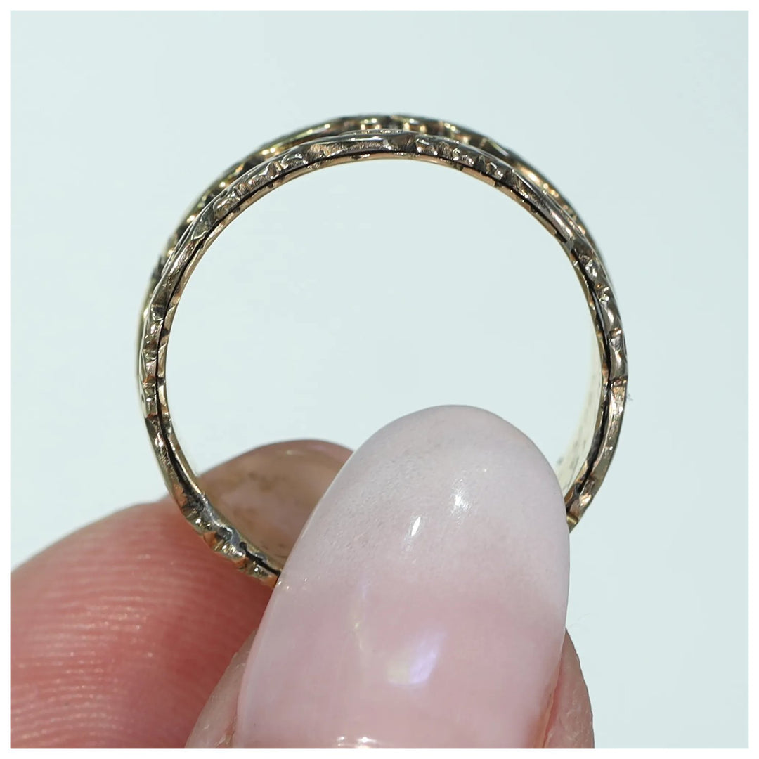 Antique Victorian Black Enamel In Memory Of Memorial Band Ring Inscribed