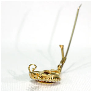Antique Victorian Citrine Pearl Brooch Pin 15k Gold