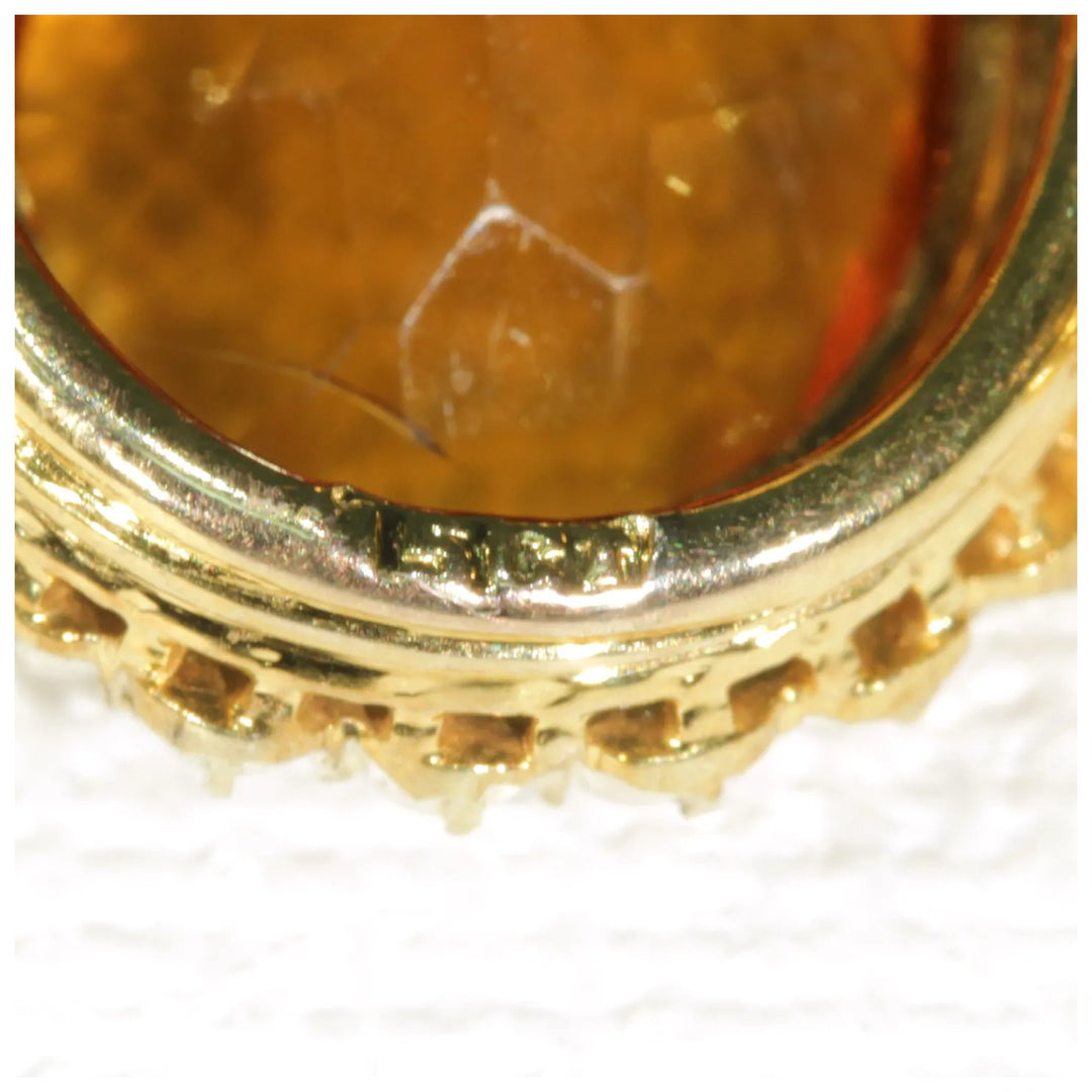 Antique Victorian Citrine Pearl Brooch Pin 15k Gold