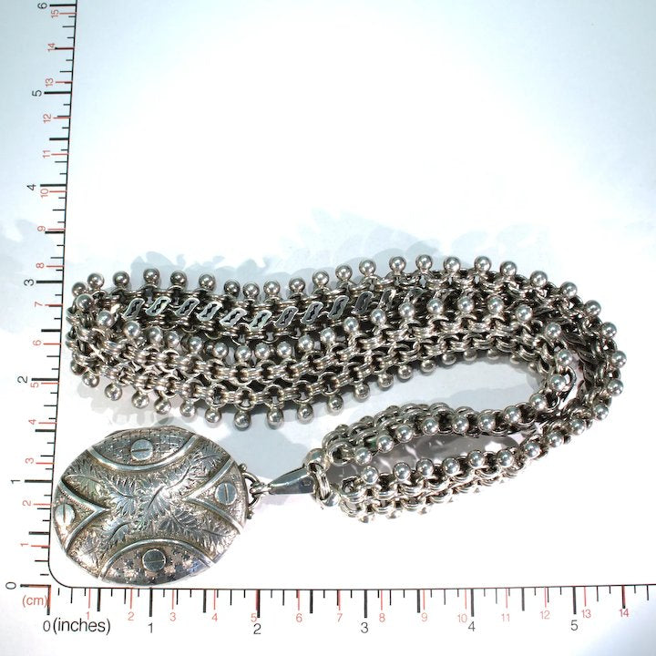 Antique Victorian Collar and Locket Necklace Sterling Silver