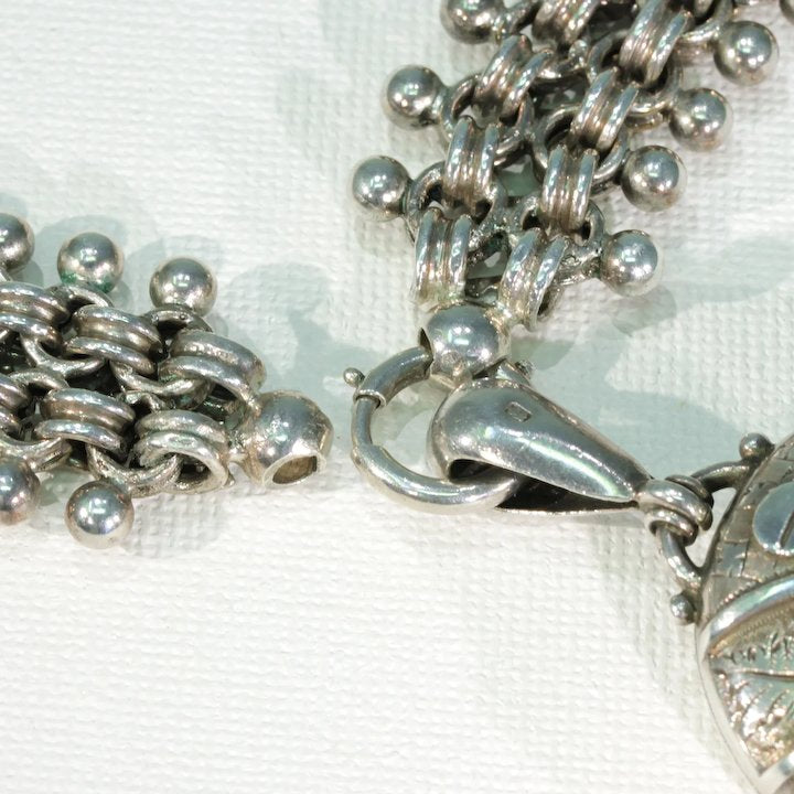 Antique Victorian Collar and Locket Necklace Sterling Silver