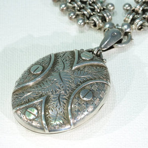 Antique Victorian Collar and Locket Necklace Sterling Silver