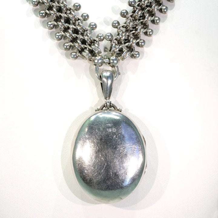 Antique Victorian Collar and Locket Necklace Sterling Silver