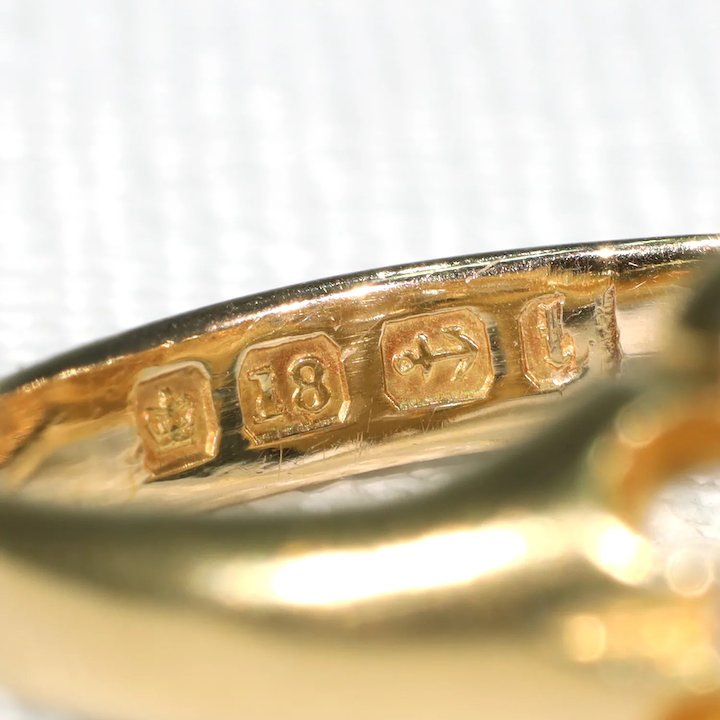 Antique Victorian Diamond Cluster Ring Engagement Hallmarked 18k Gold