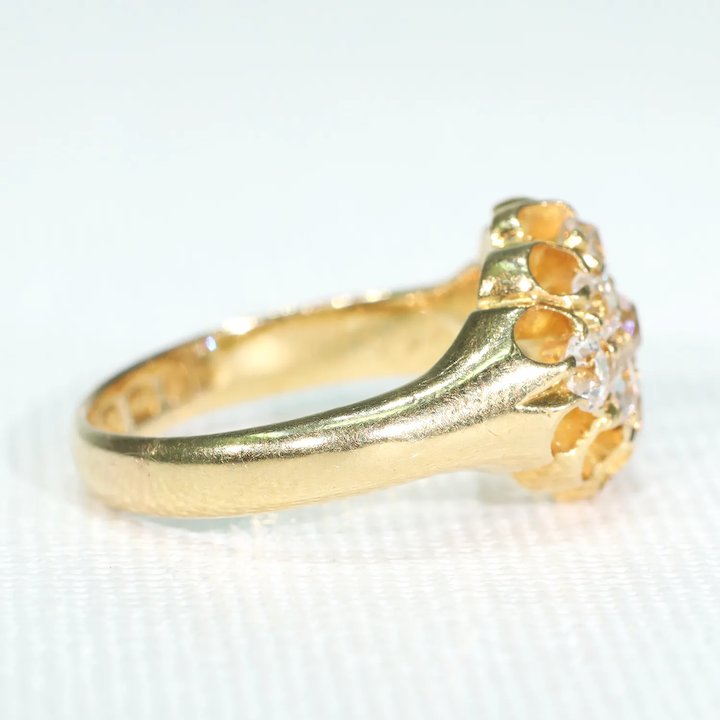 Antique Victorian Diamond Cluster Ring Engagement Hallmarked 18k Gold