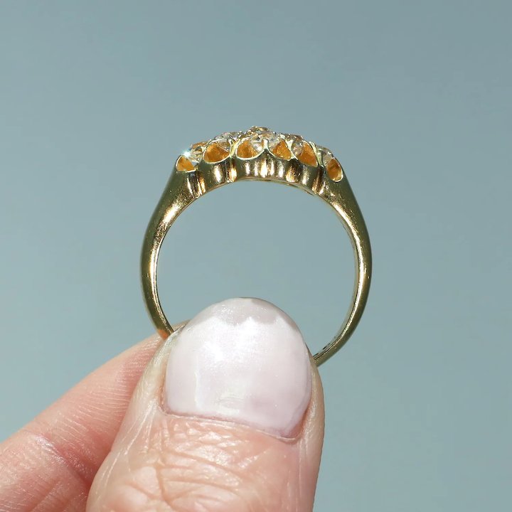 Antique Victorian Diamond Cluster Ring Engagement Hallmarked 18k Gold