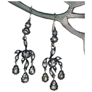 Antique Victorian Early Cut Diamond Chandelier Earrings