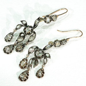 Antique Victorian Early Cut Diamond Chandelier Earrings