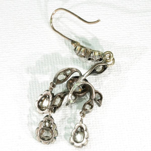 Antique Victorian Early Cut Diamond Chandelier Earrings