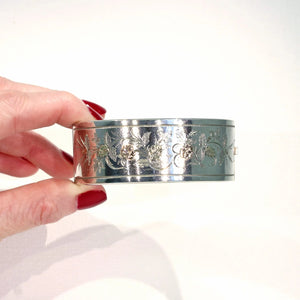 Antique Victorian Embossed Silver Bangle Bracelet