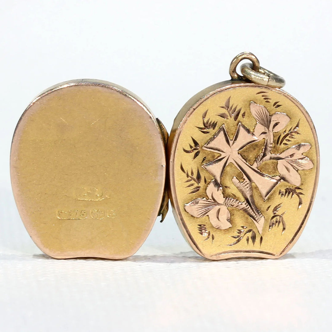 Antique Victorian Gold Flowers and Cross Locket