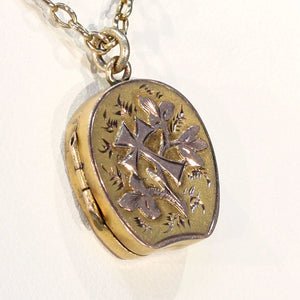 Antique Victorian Gold Flowers and Cross Locket