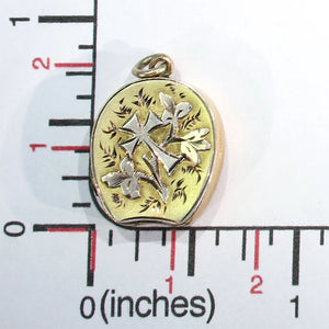 Antique Victorian Gold Flowers and Cross Locket