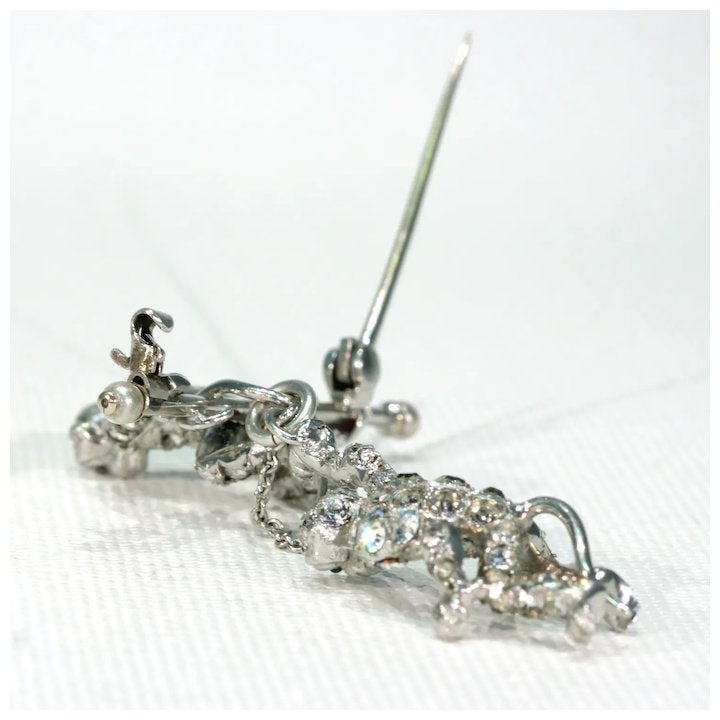Art Deco Paste Silver Monkey Brooch