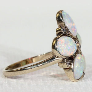 Antique Victorian Opal Diamond Flower Ring