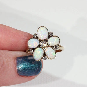 Antique Victorian Opal Diamond Flower Ring