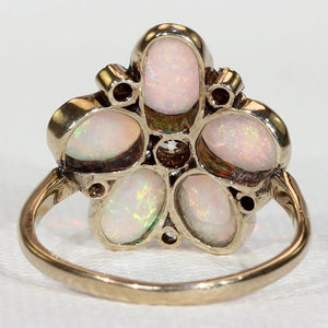 Antique Victorian Opal Diamond Flower Ring