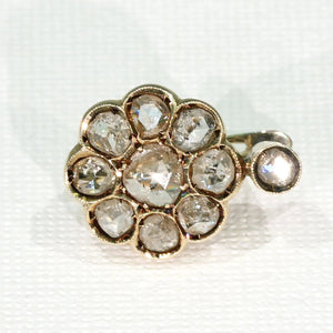 Antique Victorian Rose Cut Diamond Cluster Earrings