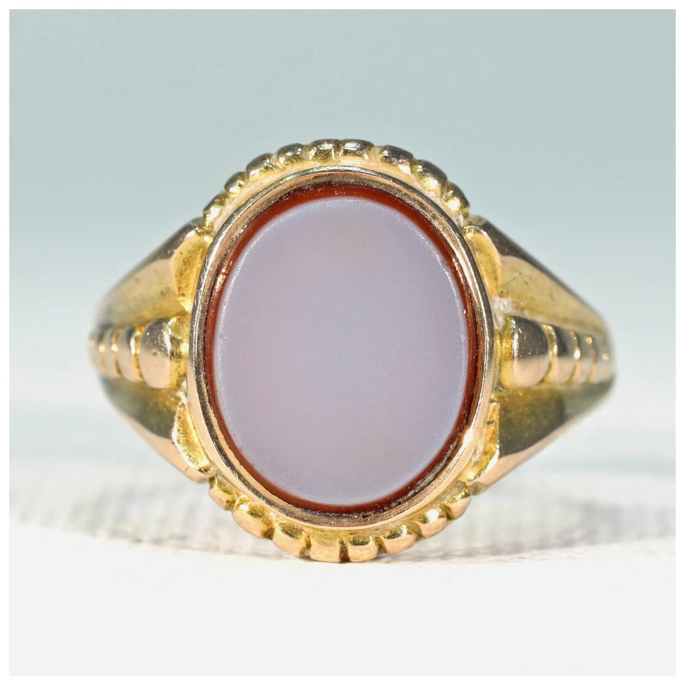 Antique Victorian Sardonyx Gold Signet Ring '1874'