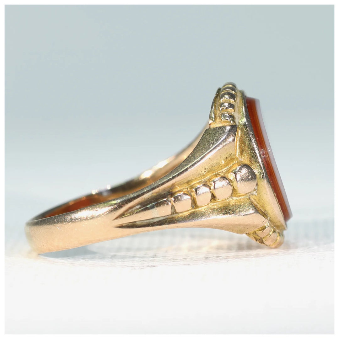 Antique Victorian Sardonyx Gold Signet Ring '1874'