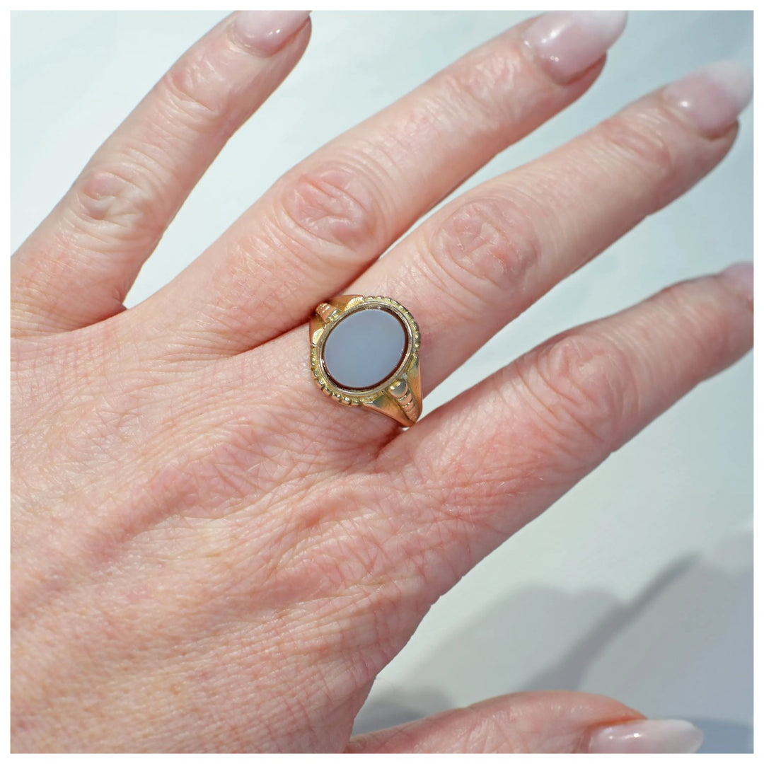 Antique Victorian Sardonyx Gold Signet Ring '1874'