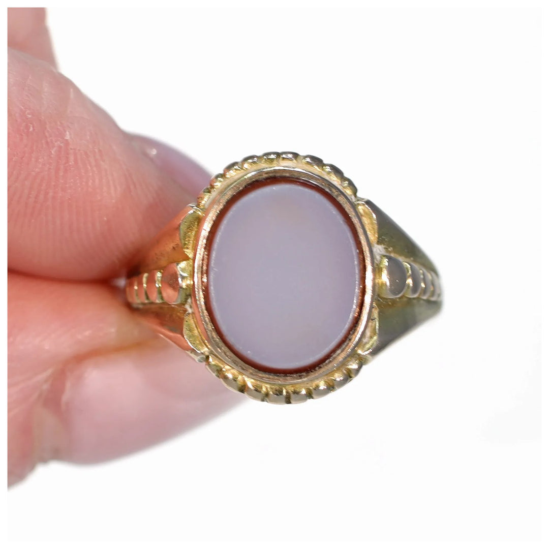 Antique Victorian Sardonyx Gold Signet Ring '1874'