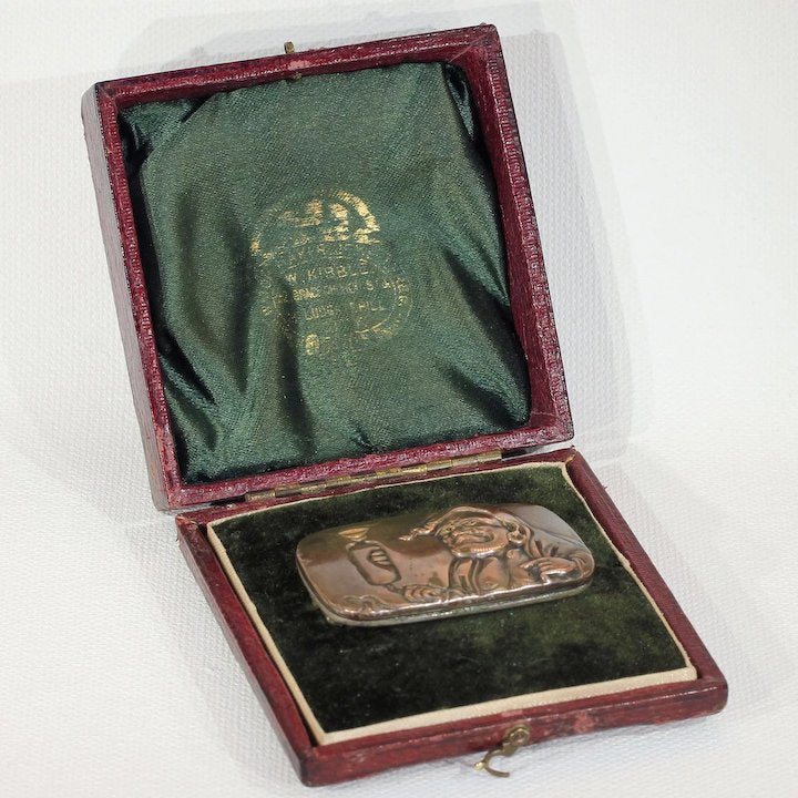 Antique Victorian Shakudo Brooch Pin in Box
