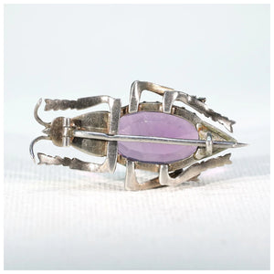 Antique Victorian Silver Amethyst Pearl Bug Brooch Pin