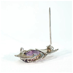 Antique Victorian Silver Amethyst Pearl Bug Brooch Pin