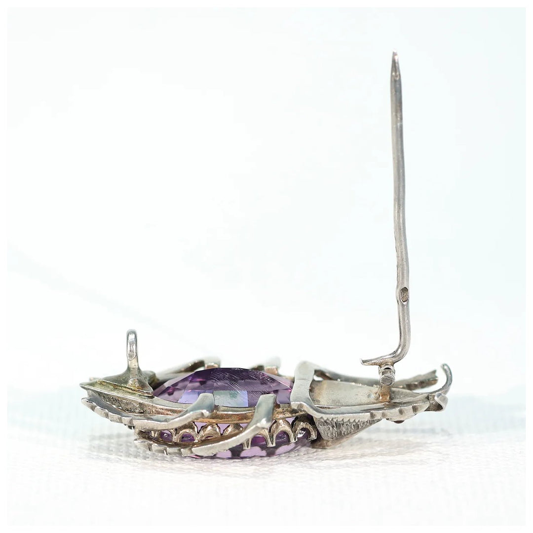 Antique Victorian Silver Amethyst Pearl Bug Brooch Pin