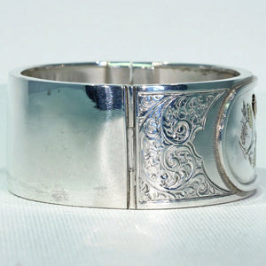 Antique Victorian Silver Bangle, Inscribed 1881