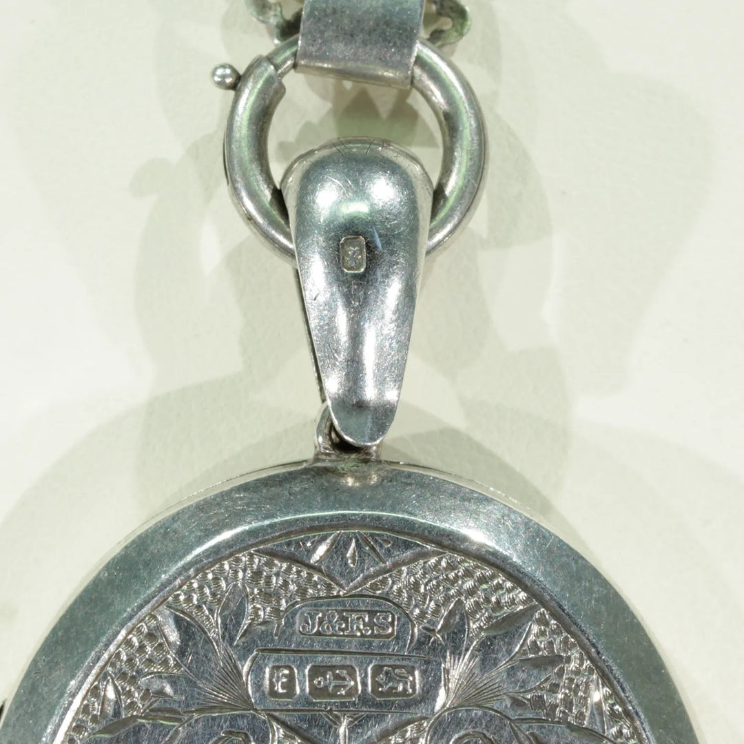 Antique Victorian Silver Collar and Locket Necklace